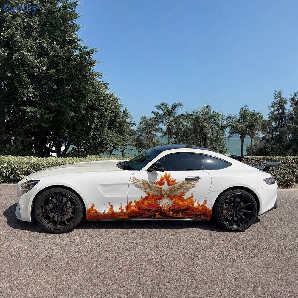 Car Accessories Phoenix - 2pcs Blazing Divine Phoenix Car Side