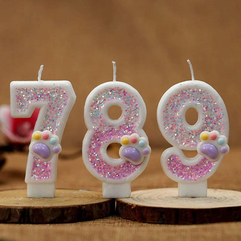 Car Accessories Girly - Creative Cute Cat Paw Cake Number