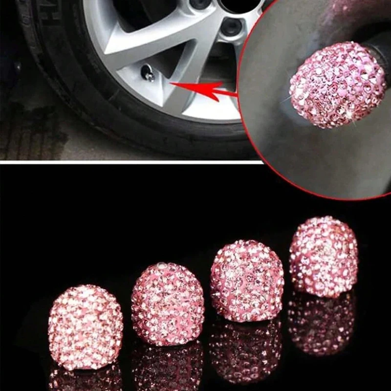 Steering Wheel Cover - 2/4PCS Diamond Car Tire Valve Caps